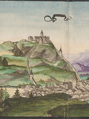 Ansicht: Nachod (Náchod) mit Burg Hummel (Hrad Homole)